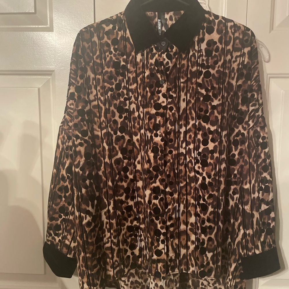 Leopard Print Button-Up Blouse